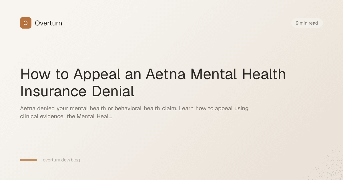 How to Appeal an Aetna Mental Health Insurance Denial