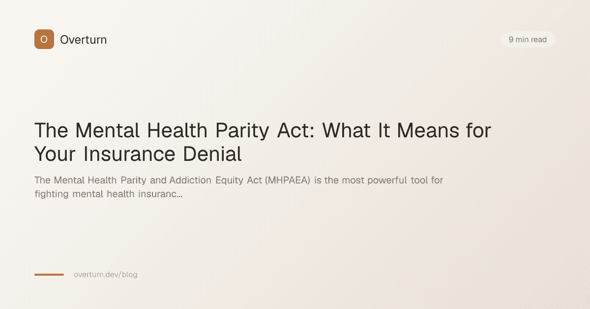 The Mental Health Parity Act: What It Means for Your Insurance Denial